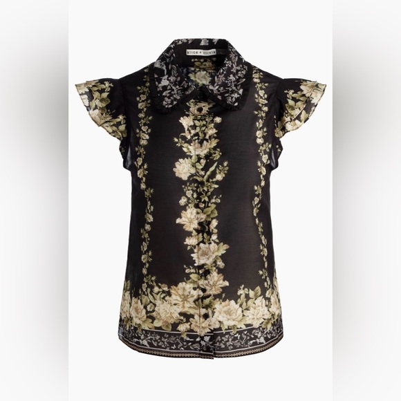 Alice + Olivia Martel Flutter Sleeve Blouse - Picture 6 of 7